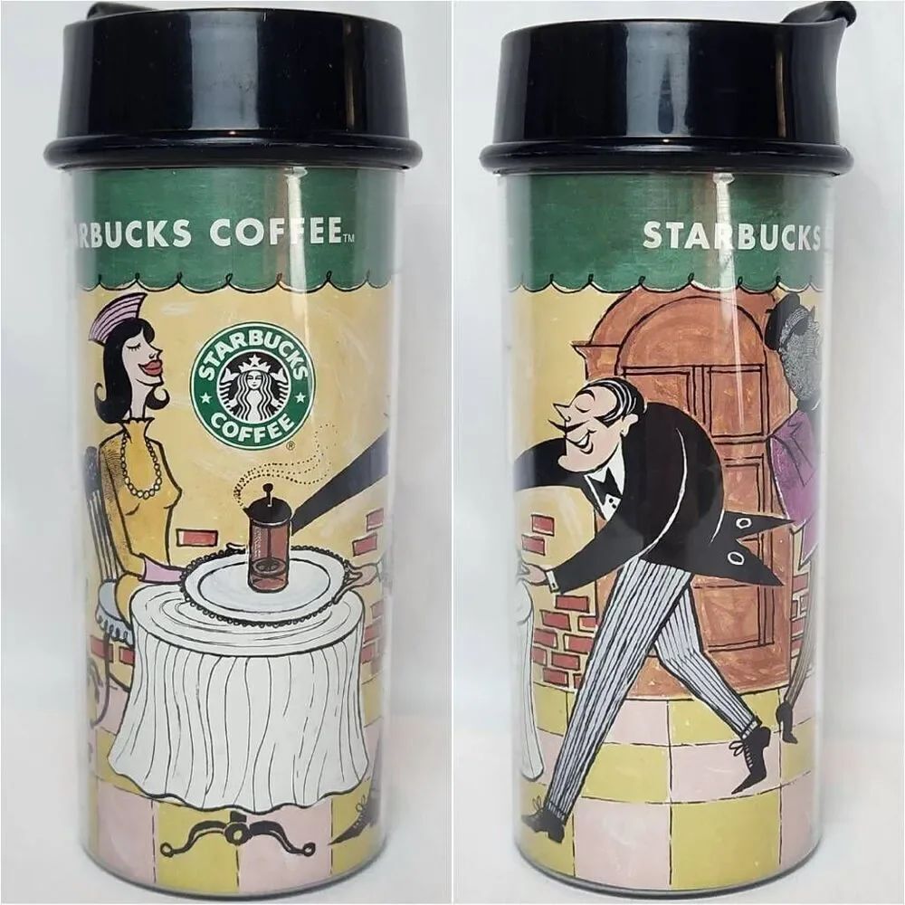 ☕️Vintage Starbucks 1999 Bodum French Press Acrylic 16oz Travel Tumbler